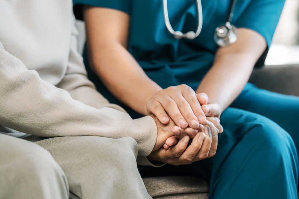 Ambulante Pflege mit Patient
